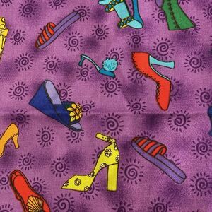 Patrick Lose Vintage Shoe Fabric 1999 Purple Whimsical Colorful BTHY 44" wide
